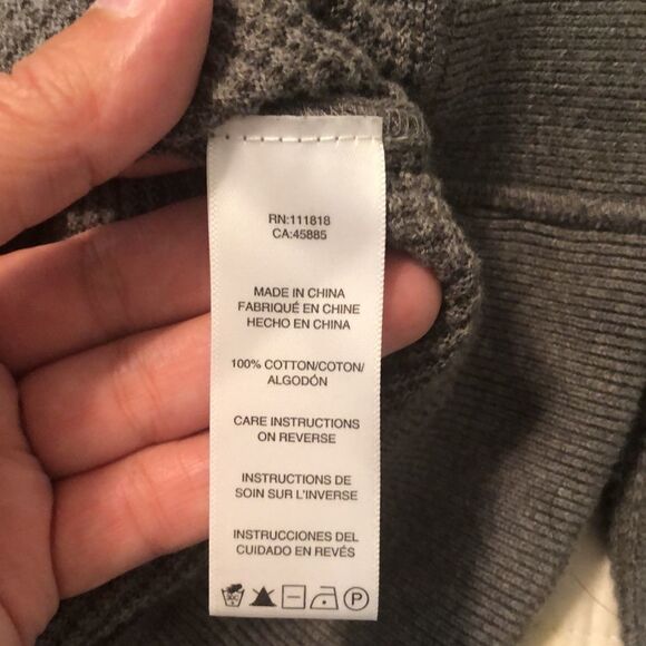 Michael Kors L Cotton Gray Waffle Knit Crewneck Pullover Thermal - Picture 12 of 16